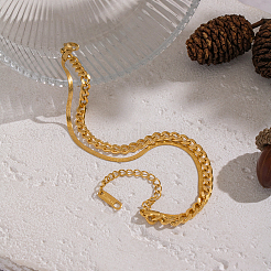 Минималистичные браслеты из нержавеющей стали 304 с кубинской цепочкой и змеевидной цепочкой&nbsp;IA3744