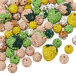 64 шт. бусины из полимерной глины ручной работы со стразами&nbsp;CLAY-BT0001-15