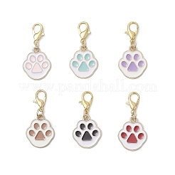 Подвесные украшения из сплава с эмалью в виде отпечатка кошачьей лапы&nbsp;HJEW-JM04118