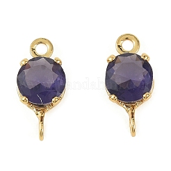 Латунные подвески-коннекторы с плоскими круглыми фианитами&nbsp;KK-P347-01G-04