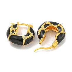 Серьга-кольцо из латуни с микропаве&nbsp;EJEW-C102-42G-01