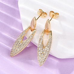 Серьги-гвоздики из латуни с прозрачным кубическим цирконием&nbsp;EJEW-Q042-01B-G