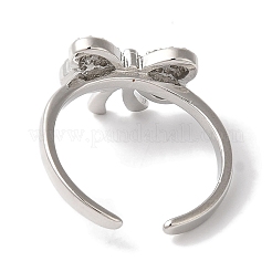 Открытые манжеты из латуни с бантом и микро-паве с прозрачным цирконием для женщин&nbsp;RJEW-C098-03P