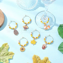 Подвески для бокалов вина из сплава эмали на День благодарения&nbsp;AJEW-JO00262