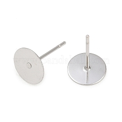 Фурнитура для сережек-гвоздиков из не тускнеющей нержавеющей стали 304 с плоским круглым пустым штифтом&nbsp;A-STAS-S028-37