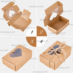 40 шт. 4 стиля прямоугольные шкатулки для украшений из крафт-бумаги и картона&nbsp;CON-BBC0001-14