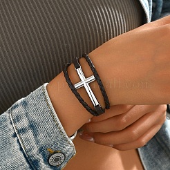 Плетеные браслеты из искусственной кожи в стиле панк&nbsp;AE0334-2