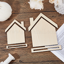 2 шт. 2 стиля держателей для карточек с вышивкой из дерева в форме домика ODIS-FH0001-19