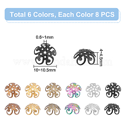 48 шт. 6-х цветные 5-лепестковые колпачки для бусин из нержавеющей стали 304&nbsp;STAS-UN0049-54