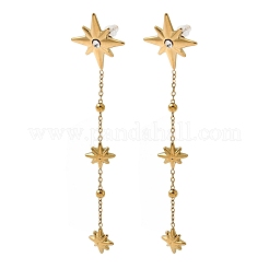 Серьги-гвоздики в форме звезды с кристаллами и стразами из нержавеющей стали 304&nbsp;EJEW-G451-04G