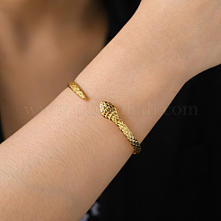 Браслет-манжета в виде змеи из нержавеющей стали 304&nbsp;LS-BJEW-F456-01G