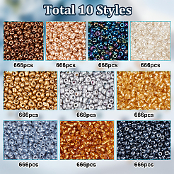 10 стиль 6660 шт стеклянные бусины&nbsp;SEED-HY0001-16