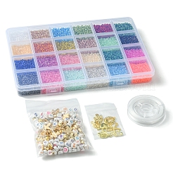 Наборы для изготовления браслетов из круглого стеклянного бисера и подвесок из сплава своими руками&nbsp;DIY-FS0007-19