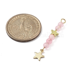 3 шт. 3 стиля подвески из натурального розового кварца с ограненными круглыми бусинами&nbsp;PALLOY-JF03604-03