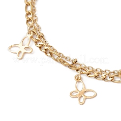 3 шт. 3 стиля двухслойные браслеты на ногу из нержавеющей стали 304 с кисточками для женщин&nbsp;AJEW-AN00704