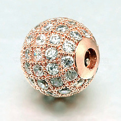 Круглые латунные микро проложить кубического циркония бусы&nbsp;LS-ZIRC-N016-01RG-10mm
