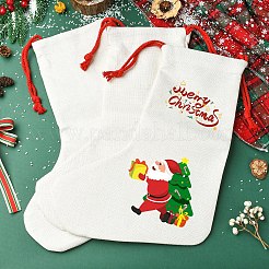 Льняная термопереводная рождественская подвеска в виде чулка&nbsp;AJEW-YWC0001-09