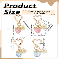 2 шт. 2-х цветная акриловая клубничная подвеска-украшение&nbsp;AJEW-LP0007-85