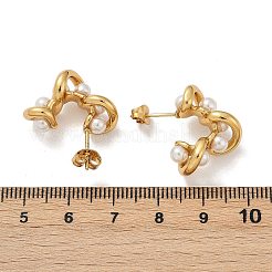 Серьги-гвоздики из пластика с имитацией жемчуга из нержавеющей стали 304&nbsp;LS-EJEW-M105-10G