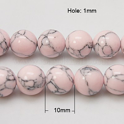 Синтетических нитей бирюзовые бусы&nbsp;X-TURQ-H038-10mm-XXS04