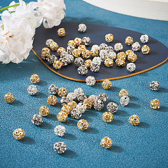 80шт 4 цвета латунные бусины со стразами&nbsp;KK-TA0002-11B