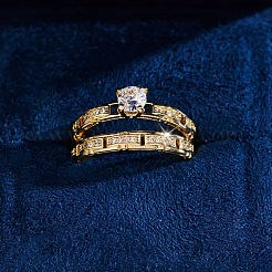 2 шт. плоские круглые латунные кольца с микропаве из прозрачного кубического циркония&nbsp;FS-WG91922-02