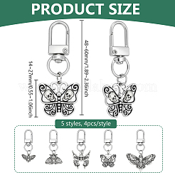 20 шт. 5 стиля бабочка моль сплав подвеска украшения&nbsp;HJEW-PH02256