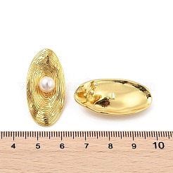 Овальные серьги-гвоздики из латунного АБС-пластика с имитацией жемчуга&nbsp;EJEW-S258-04G