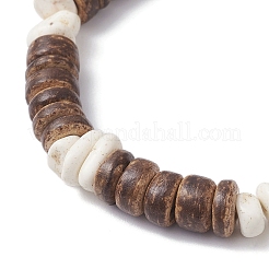 Браслеты из натуральных бусин кокоса и магнезитовой крошки для мужчин и женщин&nbsp;BJEW-JB12457-02