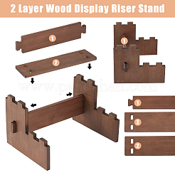 2-ярусный деревянный органайзер для ювелирных изделий с подставками для витрины&nbsp;ODIS-WH0058-19A