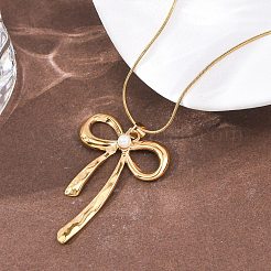 Двухслойные ожерелья с подвеской-бантом из нержавеющей стали 304 для женщин&nbsp;LS-NJEW-Z108-01G