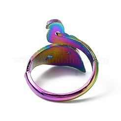 Радужный цвет цинкового сплава павлин открытое манжетное кольцо&nbsp;RJEW-WH0003-05A