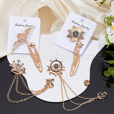 4 шт. 4 стиля брошь из сплава с подвесной цепочкой&nbsp;JEWB-FH0002-20-1