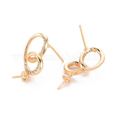 Серьги из латуни с микропейвом и прозрачным фианитом KK-T062-232G-NF-1