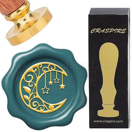 Латунная восковая печать с деревянной ручкой AJEW-WH0412-0331-1