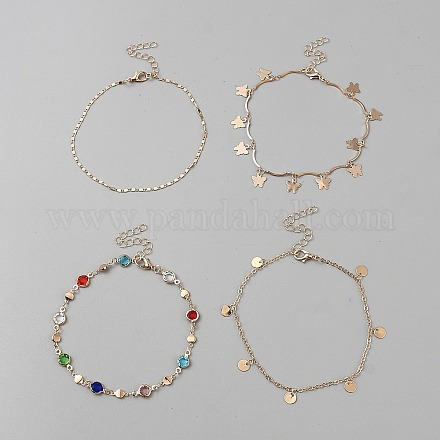 4шт. набор из 4-х стилей браслетов из латуни и сплава&nbsp;BJEW-WH0041-27-1