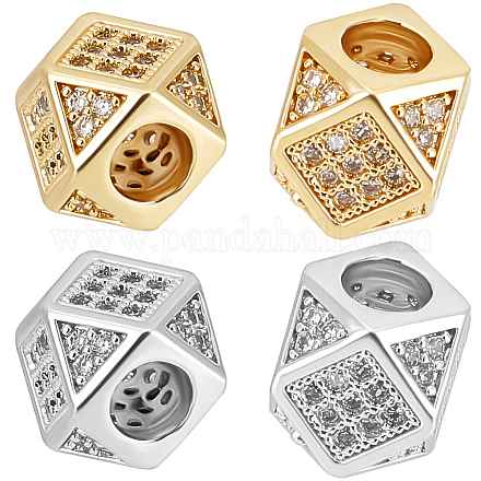 10 шт. 2-х цветные латунные микрофибровые бусины из кубического циркония&nbsp;ZIRC-BBC0003-21A-1