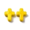 Handmade Lampwork Beads, Cross, Yellow, 26x19.5x7.5mm, Hole: 1.6mm