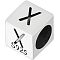 Sterling Silver Beads, Cube, European Bead, Letter X, 6x6x6mm, Hole: 4.5mm