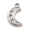 Non-Tarnish 304 Stainless Steel Pendants Rhinestone Setting, Moon, Stainless Steel Color, 12x7.5x2mm, Hole: 1.5mm, Fit for 1.4mm rhinestone