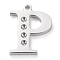 Tarnish Resistant 304 Stainless Steel Letter Pendant Rhinestone Settings, Stainless Steel Color, Letter.P, P: 15x12x1.5mm, Hole: 1.2mm, Fit for 1.6mm rhinestone