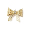 Brass Pendants, Bowknot Charms, with Rhinestone, Long-Lasting Plated, Nickel Free, Real 18K Gold Plated, 18x19.5x6mm, Hole: 1.2mm