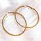 304 Stainless Steel Hoop Earrings, Twisted Ring, Real 18K Gold Plated, 66x3mm