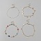 4Pcs 4 Styles Brass and Alloy Anklets Set, Light Gold, 8-7/8~9-1/2 inch(22.6~24cm)