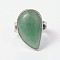Adjustable Natural Green Aventurine & Platinum Brass Rings, Teardrop, Inner Diameter: 19mm