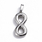 Tarnish Resistant 201 Stainless Steel Pendants, Infinity, Stainless Steel Color, 21.5x9.5x2.5mm, Hole: 3.5x4.5mm