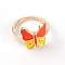 Alloy Rings, with Enamel Rings, Golden, Butterfly, Orange Red, 1.5mm, Inner Diameter: 16mm
