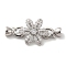 Brass Pave Clear Cubic Zirconia Fold Over Clasps, Cadmium Free & Nickel Free & Lead Free, Flower, Platinum, Flower: 17.5x16x7mm, Hole: 5.6x4mm, Claps: 12x6.5x5.5mm, Inner Diameter: 1.4x3.4mm