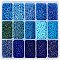 12/0 Glass Seed Beads, Round, Blue, 2mm, Hole: 1mm, 15 colors, about 1334pcs/color, 20010pcs/box