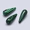 Natural Malachite Beads, Half Drilled, Teardrop, 28x10mm, Hole: 1mm
